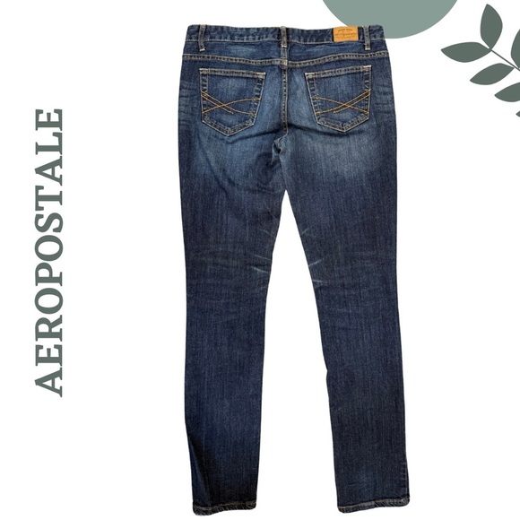 🛍️3/$40 AEROPOSTALE Bayla Skinny Jeans 7/8 Reg Dark Wash Mid Rise Blue Denim - Picture 2 of 7